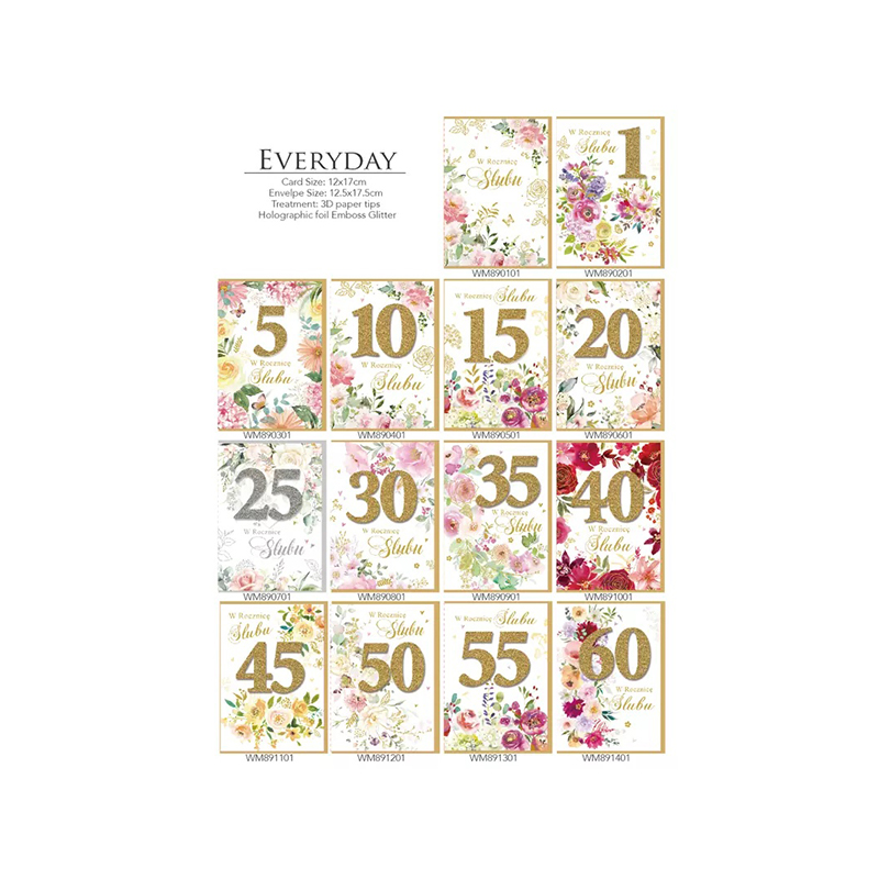 Floral-Patterned Table Number Greeting Card