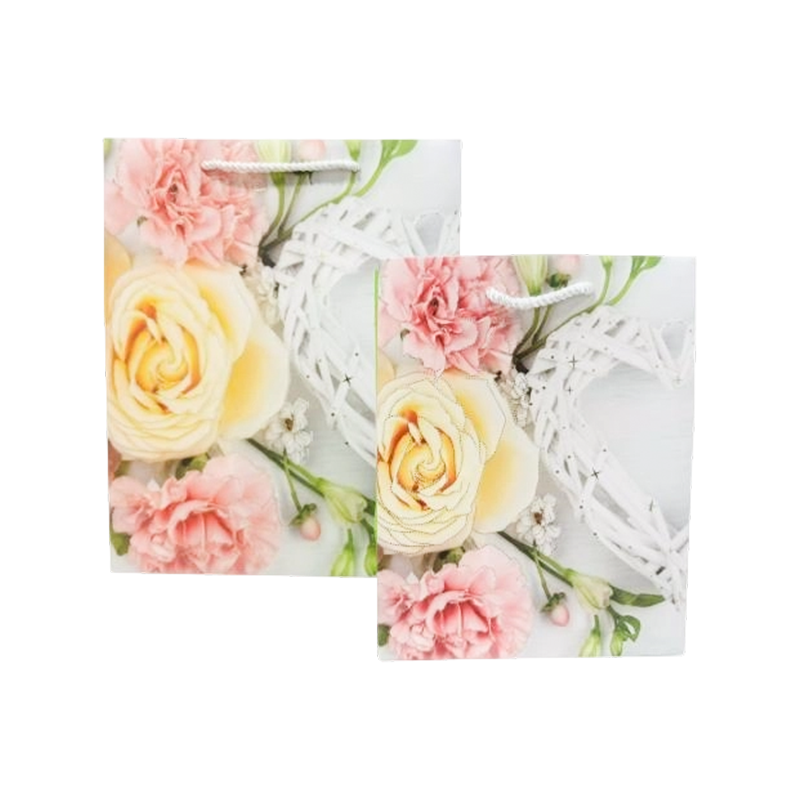 Custom Paper Gift Bags with Floral Patterns and Your Exclusive Logo