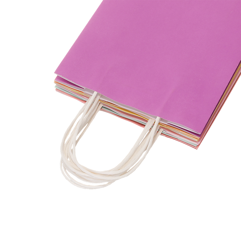 Candy Color Kraft Paper Shopping Bags with Twisted Paper Handles
