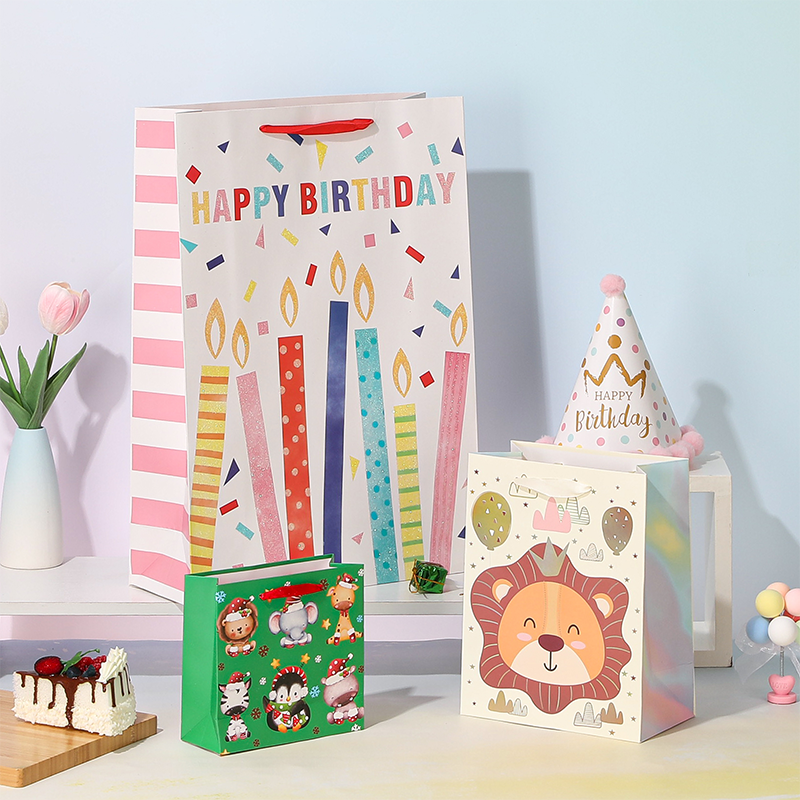 Kraft Birthday Gift Bags with Handles Party Favors