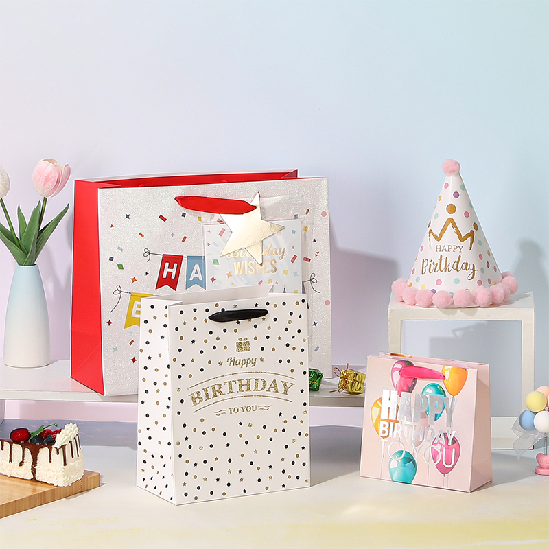 Kraft Birthday Gift Bags with Handles Party Favors