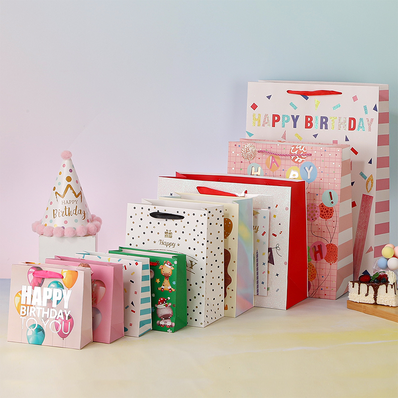 Kraft Birthday Gift Bags with Handles Party Favors
