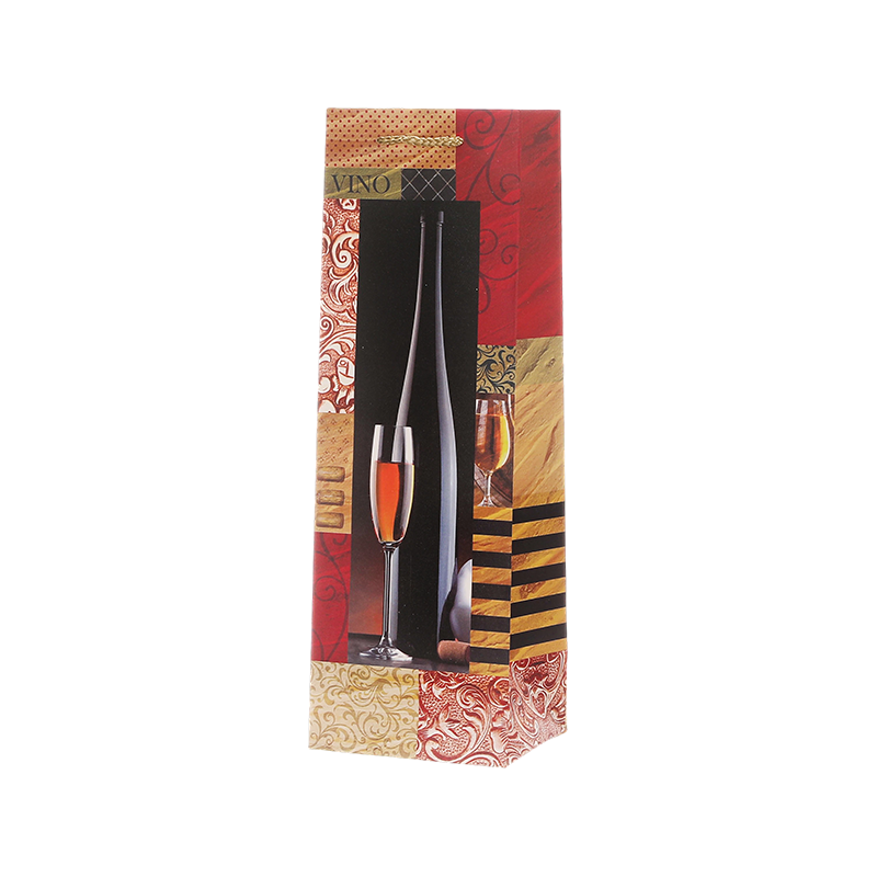 Single Wine Bottle Paper Gift Bags with Rope Handles