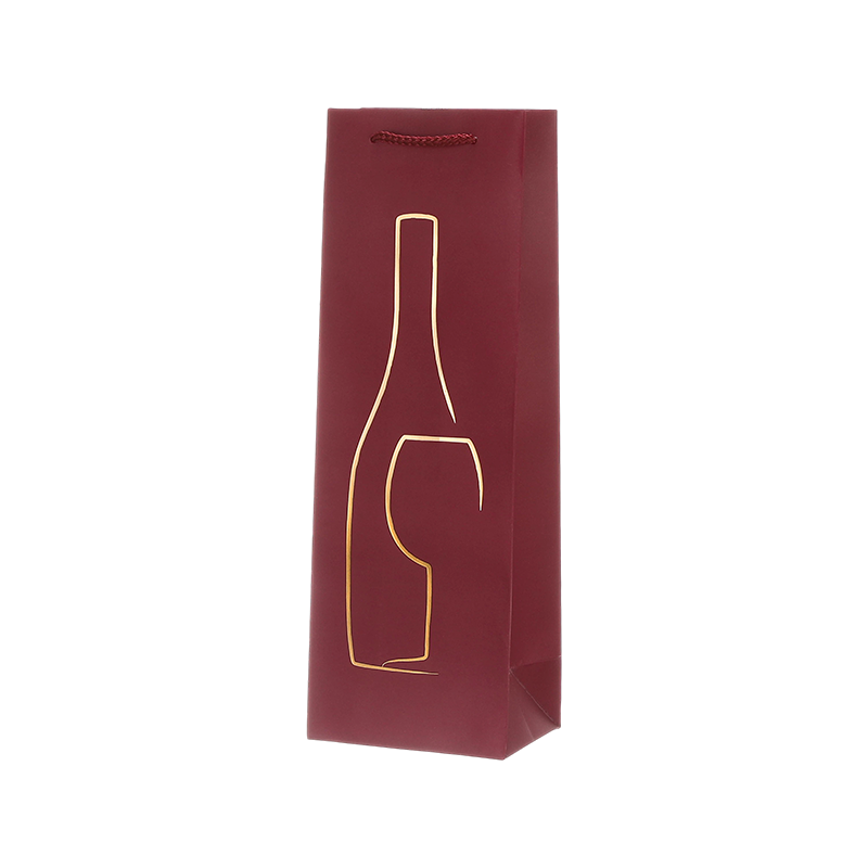 Single Wine Bottle Paper Gift Bags with Rope Handles