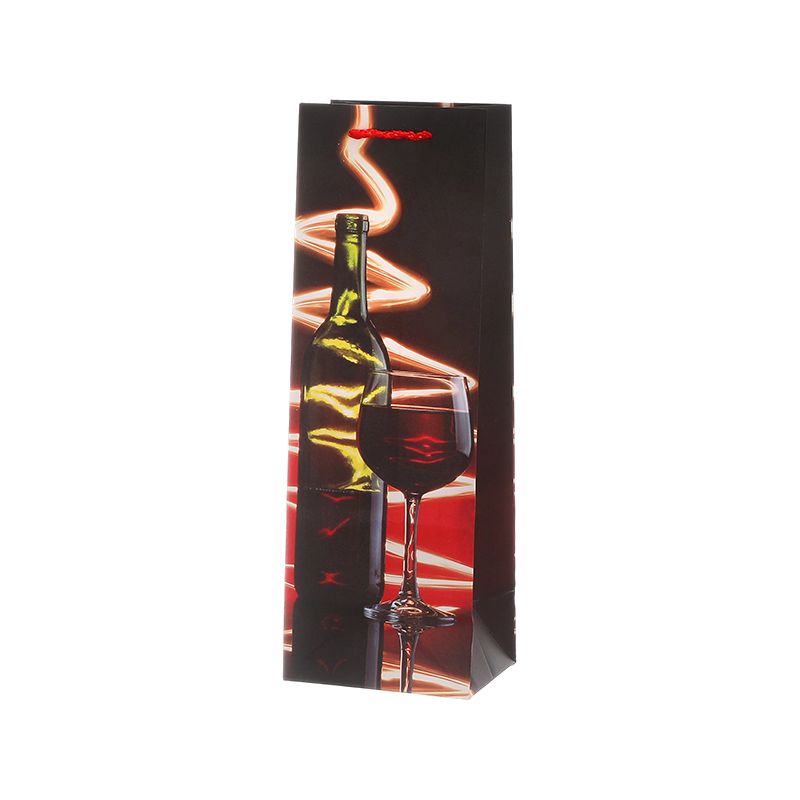 Single Wine Bottle Paper Gift Bags with Rope Handles