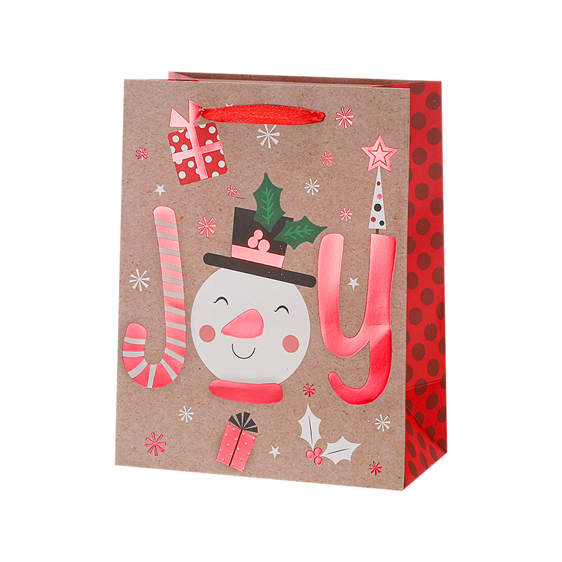 Christmas Printed Kraft Paper Gift Bag Seasonal Decorative