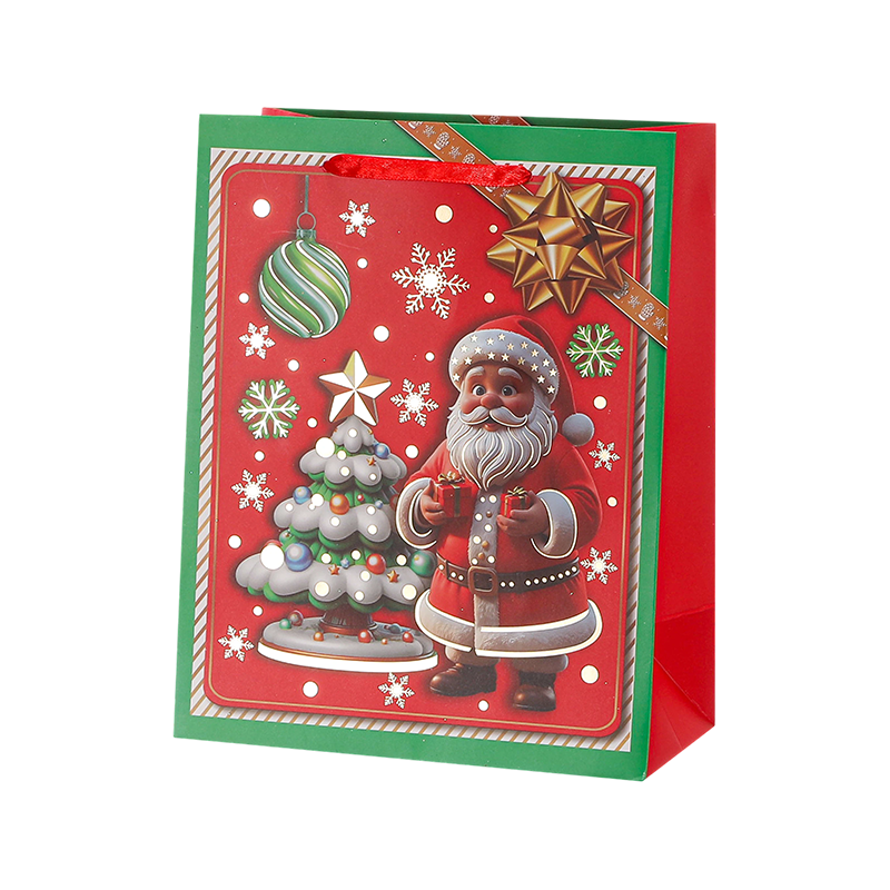 Christmas Printed Kraft Paper Gift Bag Seasonal Decorative