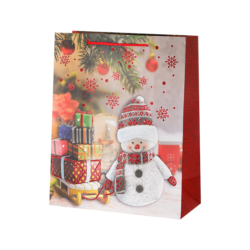 Christmas Printed Kraft Paper Gift Bag Seasonal Decorative