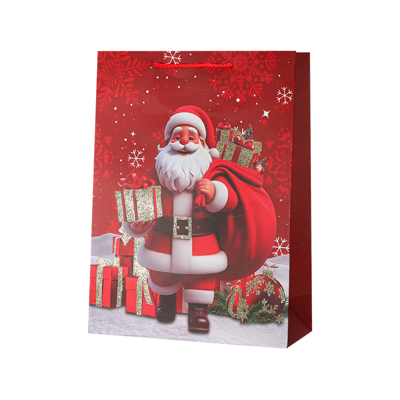 Christmas Printed Kraft Paper Gift Bag Seasonal Decorative