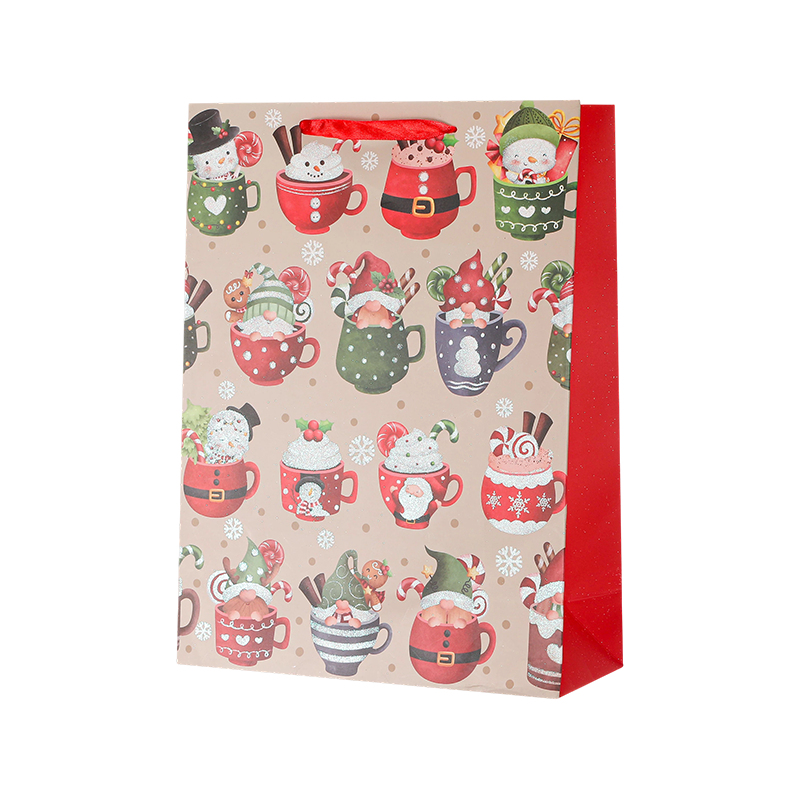 Christmas Printed Kraft Paper Gift Bag Seasonal Decorative