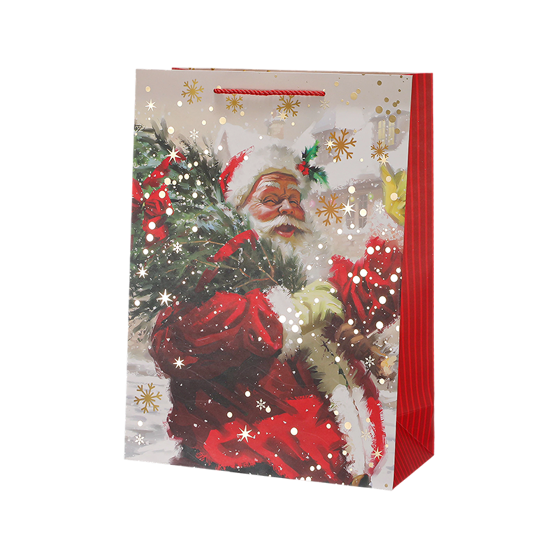 Christmas Printed Kraft Paper Gift Bag Seasonal Decorative