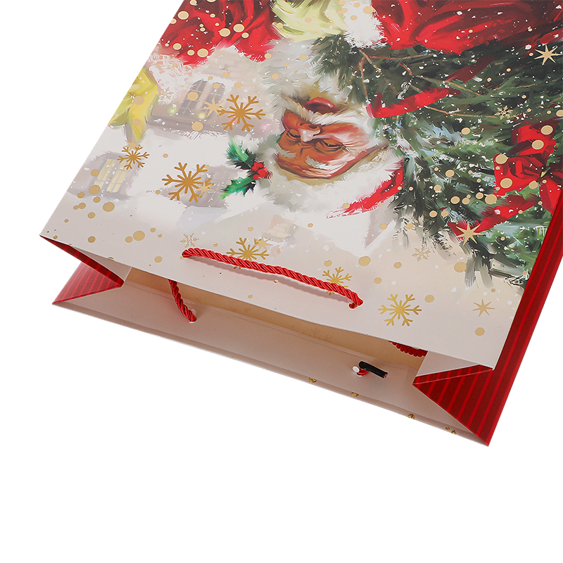 Christmas Printed Kraft Paper Gift Bag Seasonal Decorative